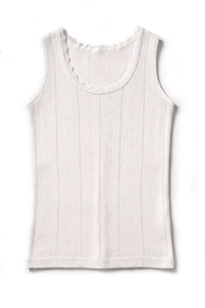 Öts Tricou pentru fete, 100% bumbac, cu bretele groase, model jacquard, textu...