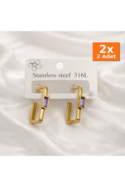 Bozhi Steel Earrings Gold Business Woman Style