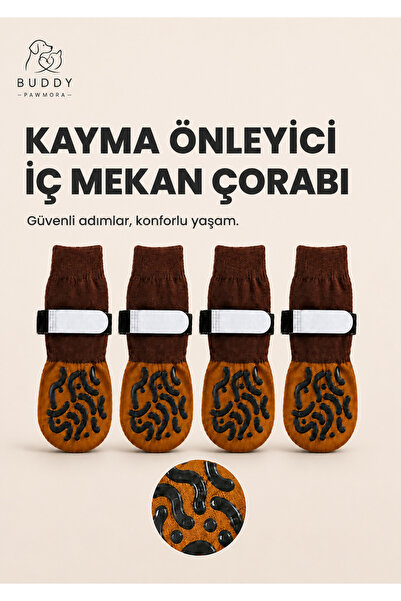 Buddy Pawmora Kaymaz Köpek Çorabı – Silikon Tabanlı, Ayarlanabilir Bantlı İç ...