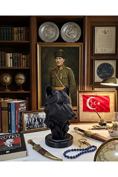 BCİ 3D Geometrik Bozkurt Heykeli - Özel Tasarım Low Poly Kurt Biblo Dekoratif...