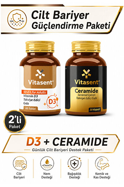 VİTASENT 2'li Cilt Bariyer Güçlendirme Paketi – Ceramide + Vitamin D3 1000 IU