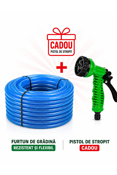 Otto Furtun de Grădină 3/4", 25 m, cu Pistol pentru Stropire și 4 Adaptoare.
