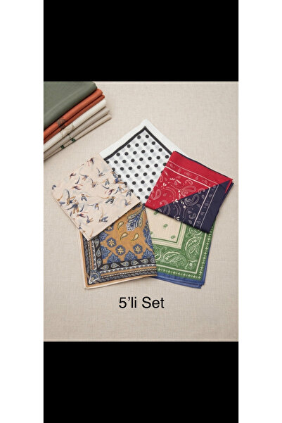 nazipek Set de 5 eșarfe bandane 55x55cm Cadou en-gros 5 bucăți cu flori etnic...