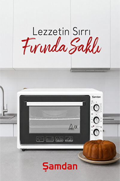 Şamdan 48 Lt Zaman ve Isı Ayarlı Mini Fırın – 1300W Geniş Hacim Elektrikli Fırın