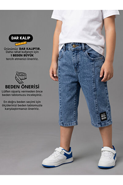 ROBİN KİDS Dečije plave džinske kapri pantalone sa elastičnim strukom