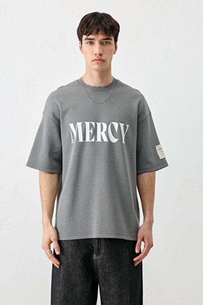 VAMOSCLO Printed Oversize T-Shirt Smoked