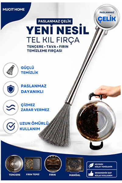 mucit home Paslanmaz Çelik Yeni Nesil Tel Kıl Tencere Tava Fırın Temizleme Bu...