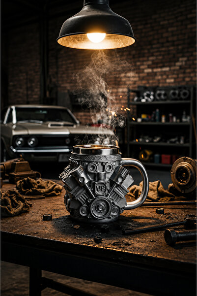MINDA V8 Engine Mug - 450 ml - Beer Glass - Eight Cylinder Engine Special Des...