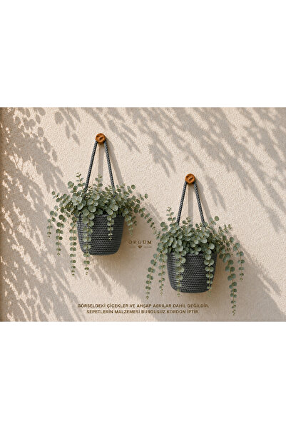 ÖRGÜM Sepet Dekoratif 2'Li Mini Yapay Çiçek Sepeti 12x10 cm ASMA APARATLARI V...