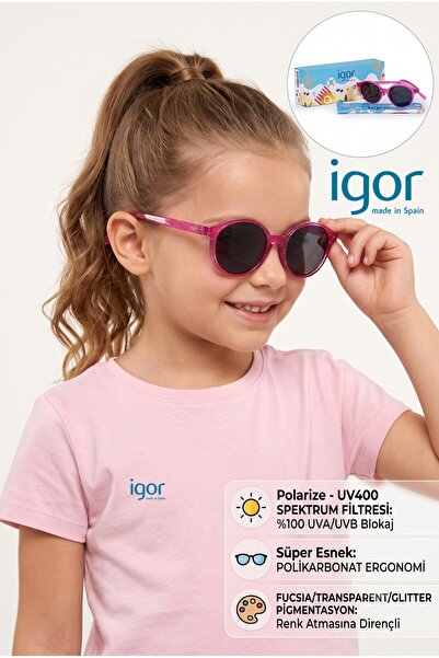 IGOR TR273 Pendy Polarize-%100 UV Protection Çocuk Güneş Gözlüğü Simli Pembe