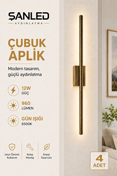 ŞANLED Decorative 12W Indoor Vintage Case Daylight 80 cm Wall Sconce Electric...