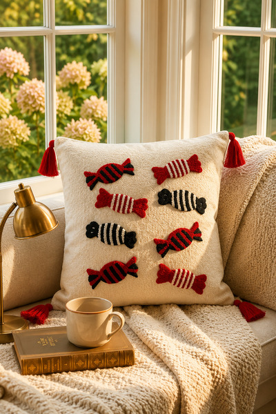 Bella Home Premium Punch Embroidery Throw Pillow 40 cm X 40 cm - 1 Piece