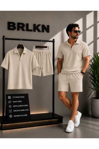 BRLKN طقم شورت عثماني للرجال مع قميص علوي