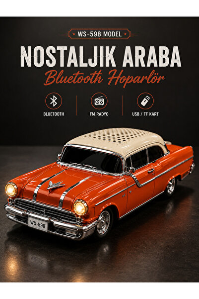 KOLAYEV Klasik Amerikan Araba Bluetooth Hoparlör FM Radyo USB TF Destekli Ret...
