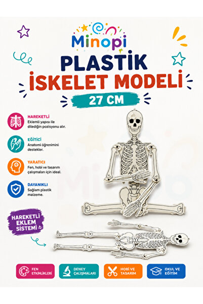 Minopi Hareketli İskelet Modeli Beyaz İskelet Modeli Deney Fen Hobi Tasarım