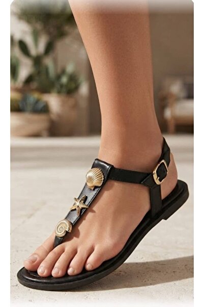 Mubiano Women's Flip-Flop Sandals with Ankle Buckle, Summer Style, Black with...