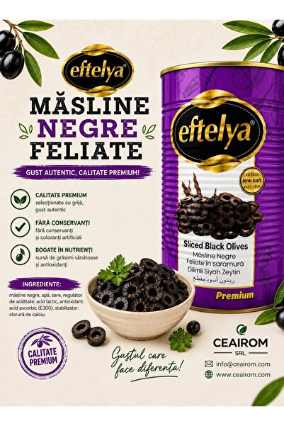 Eftelya MASLINE NEGRE FELIATE 2KG NET 4.3KG CU SARAMURA