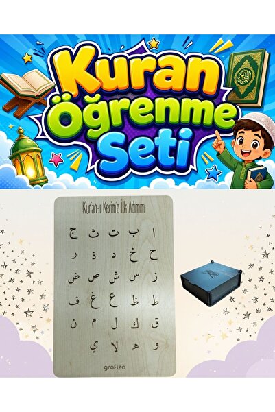 Grafiza Çocuklar İçin Elif-Ba ve Arapça Harf Öğrenme Seti Kuran-ı Kerim Öğren...