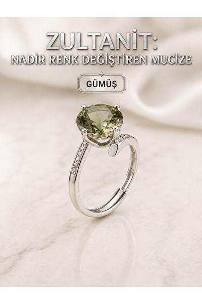 Yudi Atelier 925 Ayar Gümüş Zultanit Yüzük | Renk Değiştiren Doğal Zultanit T...