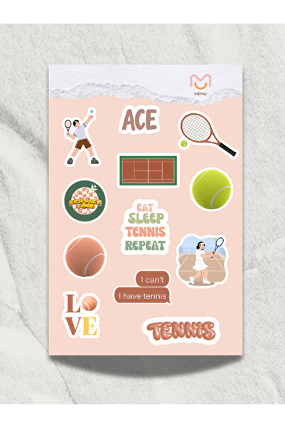 mimushop Mimu Tenis Sticker Seti 12'li - Laptop ve Matara Dekoratif Sticker