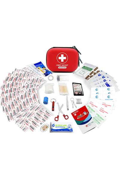 GOODONE2 200 Pcs First Aid Kit + Survival kit for Treat, Protect Minor Cuts, Scrapes. Home, Office, Car, School, Business, Travel, Emergency, Survival, Hunting, Outdoor, Camping & Sport Red
