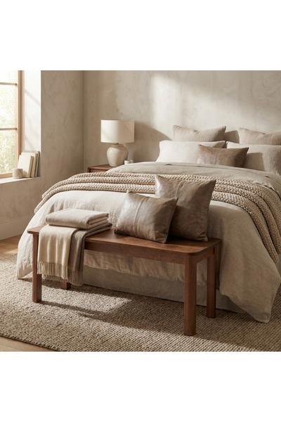 Bensett Sitta Bench, %100 Masif Ahşap Bank, 100x35 Cm, Ceviz