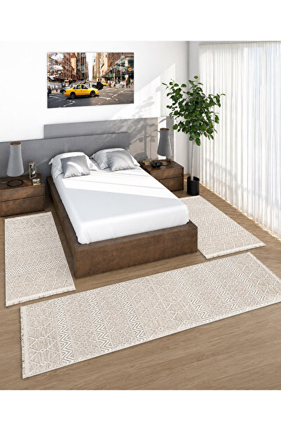 STY Home Dijital Baskılı 3 'lü Yatak Odası Halısı Yolluk Takımı 80x150 2 Adet...