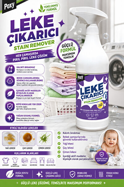 Poxy Leke Çıkarıcı 1 Lt Sprey Bebek Çamaşır Kıyafetleri Konsantre Güçlü Etkil...