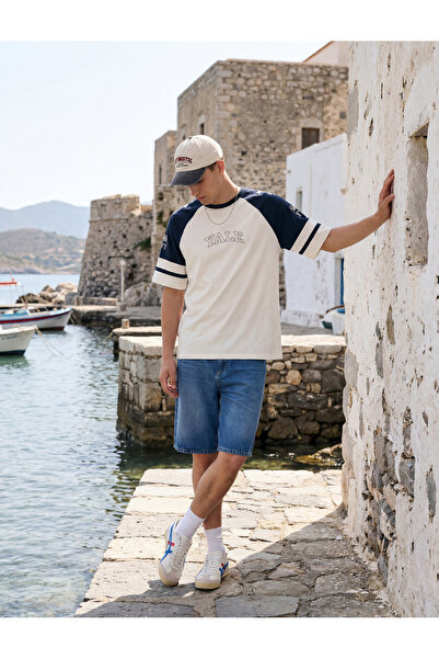 Koton Baskılı Yale Lisanslı Beyaz Erkek T-Shirt 6SAM10033MK