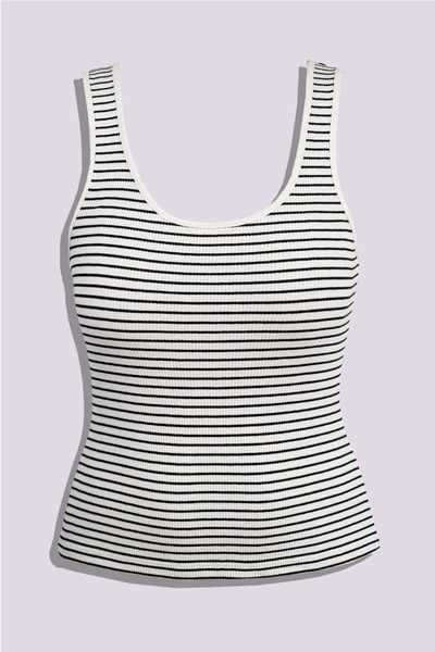 Sainte Savage Kadın Çizgili Yaka Biyeli Pamuklu Slim Fit Crop Atlet Lose Ur H...