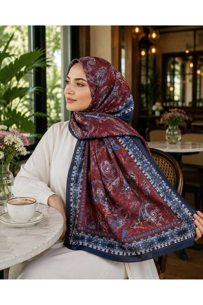 Hira İpek Scarf Retro Desen Şal