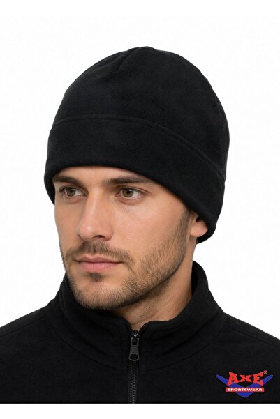 AXE SPORTSWEAR Unisex Black Winter Soft Textured Fleece Beanie
