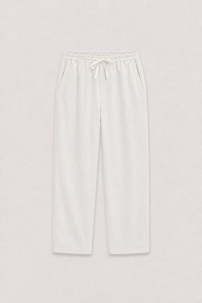 Antioch Ecru Linen Blend Men's Trousers with Elastic Waist