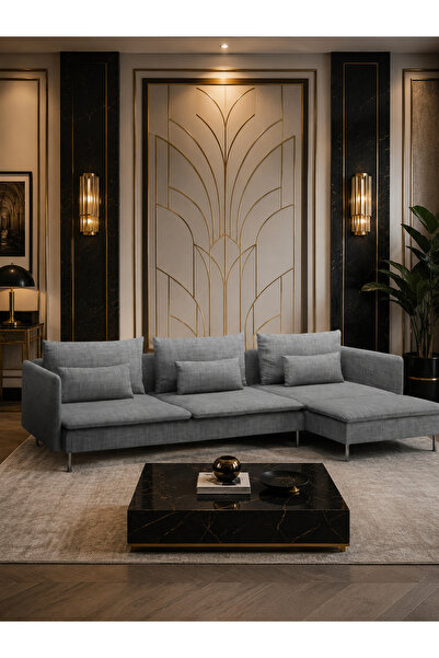 ERİZA Bella Köşe Takımı (gri) 291x151cm Keten 122