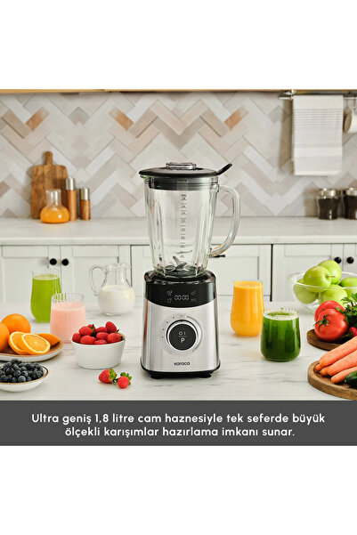 Karaca Dijital Ekranlı İnox Paslanmaz Gövdeli CAM Hazneli Premium Smoothıe Bl...