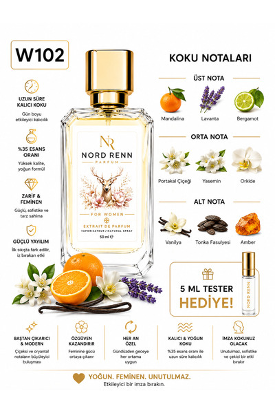 NORD RENN W102-Lbre İntense muadili-Gün Boyu Kalıcı Premium Koku Deneyimi-50 ml.