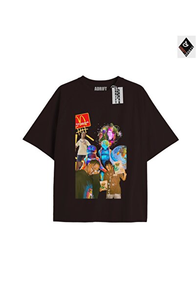 Adrift Travis Scott crna oversize unisex majica - opuštenog kroja