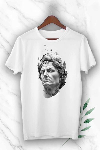 perseusshopping Μπλουζάκι Unisex White Mythology Caesar Sculpture με στάμπα