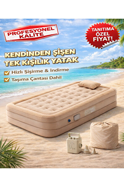 Havana TK-1 Kendinden Şişen Tek Kişilik Şişme Yatak Kamp Tatil Yatağı Ev Kamp...