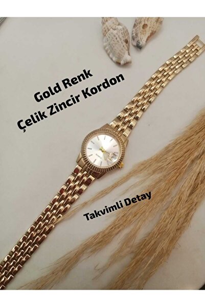 Brality Retro Vintage Model Kadın Kol Saati , Gold Renk Zincir kordon , Gold ...