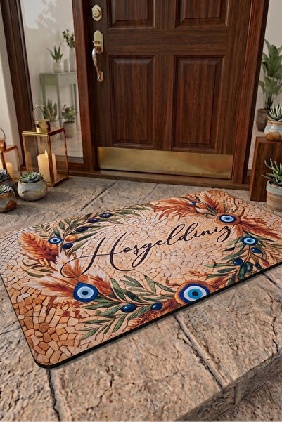 SoGood Concept Brown Mosaics Design Doormat - Digital Printed Base Door Mat