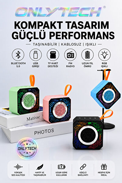 OnlyTech Kaliteli Rgb şıklı Bluetooth Speaker Taşınabilir Ses Bombası Yüksek ...