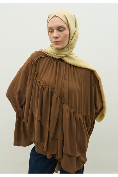 Freshscarfs Oslo Pamuk Floş Jakarlı Şal Kum