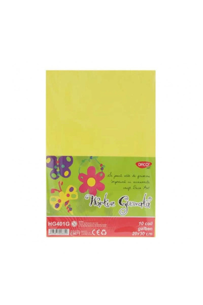 daço Hartie Gumata 10 coli, Daco Galben (HG401G)