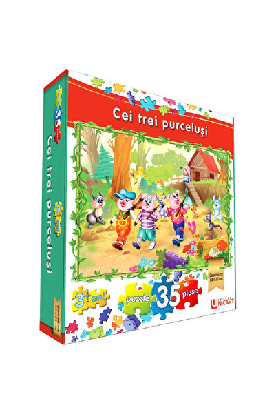 Editura Unicart Puzzle 35 piese - Cei trei purcelusi 33x23 cm