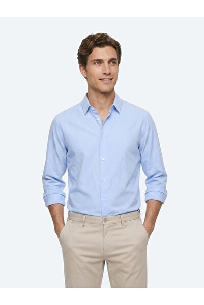 Kip Blue Striped Regular Fit Long Woven Casual 100% Cotton Shirt