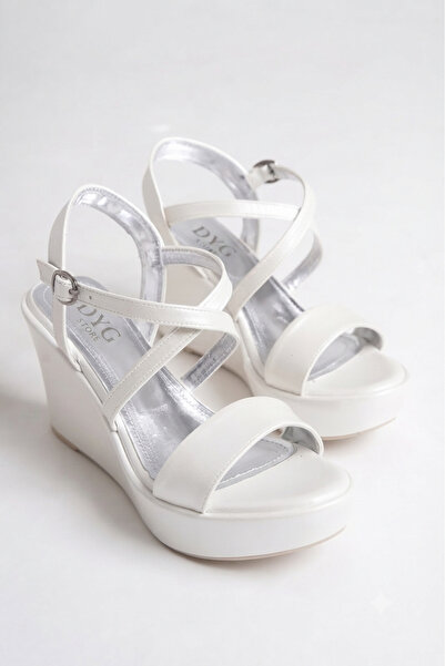 DYG STORE White Wedge-Heeled Style Sandals