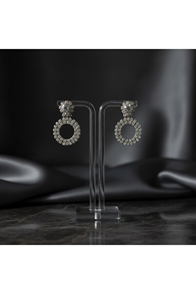 MODAYAŞAR Zircon Stone Silver Color Round Dangle Earrings