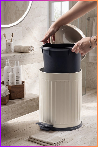 Begin Power Vintage 5 Lt Trash Can with Soft Close Lid Office Kitchen Bathroo...
