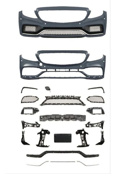 autogp Mercedes w205 c63 ön tampon ve panjur seti silver trim 2013+
